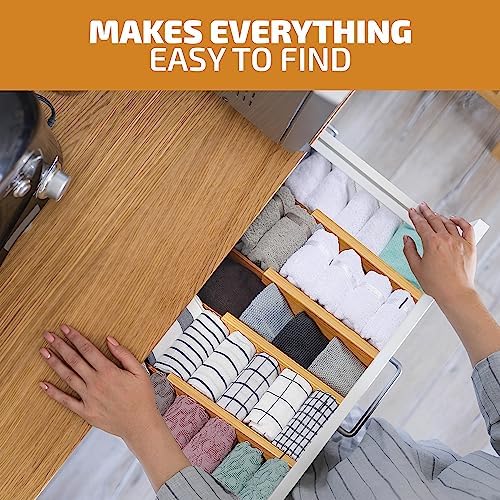 Bambüsi 4 Pack Drawer Dividers and Expandable Silverware Organizer