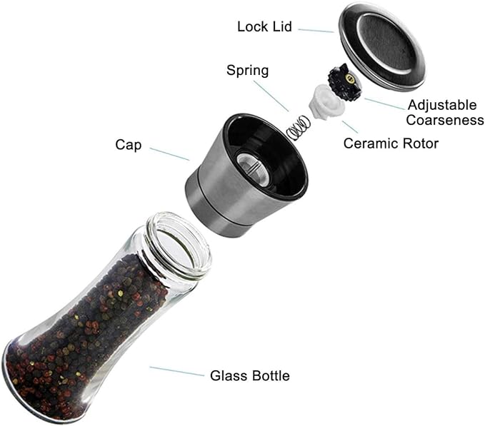 Elegant Pepper and Salt Grinder Set of 2, Best Spice Mill - Image 3