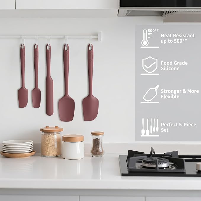 Coukre Silicone Spatula Set of 5, High Temperature Resistant, Food Grade - Image 4