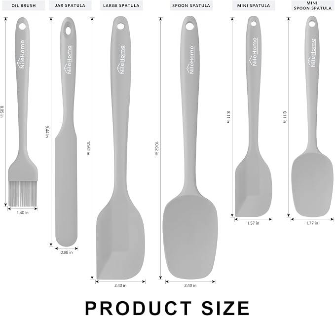 NileHome Silicone Spatula Set, 6 Pieces Food Grade Kitchen Utensils - Image 2