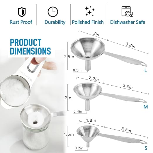 Small Funnels for Filling Bottles, Food Grade Mini Metal Funnel for - Image 7