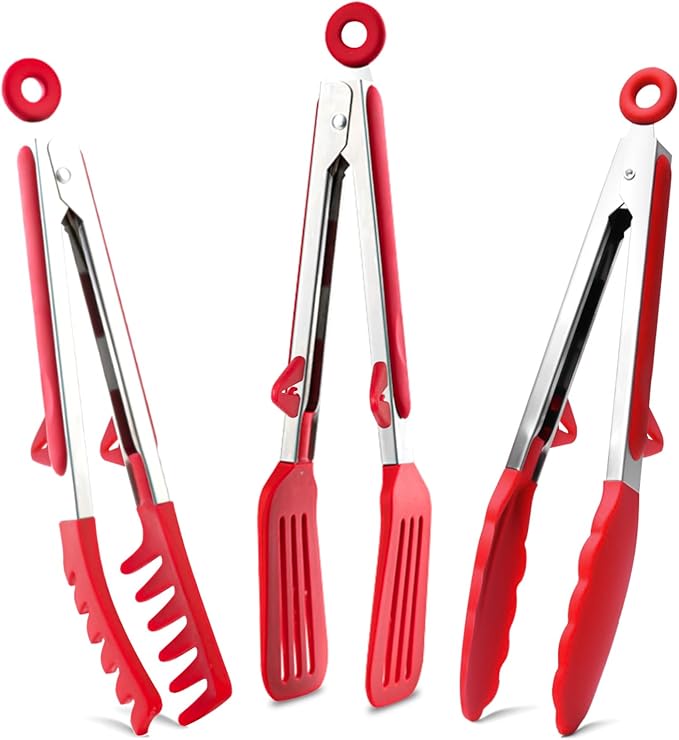 Kitchen Tongs, 9 Inch Tongs for Cooking by TOWINGO