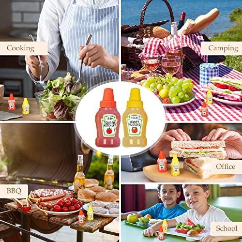 4 Pieces Mini Ketchup Bottles for Lunch Box, 25ml Salad Dressing