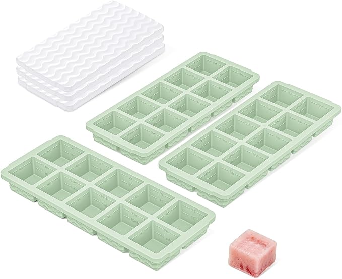 Doasuwish Ice Cube Trays with Lid, 3 Pack 10 Cubes 2 Tbsp. Silicone Ice Cube by Doasuwish
