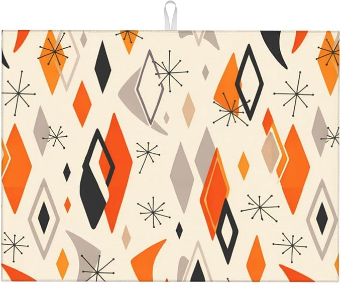 Retro Geometric Pattern Dish Drying Mat by Unknown