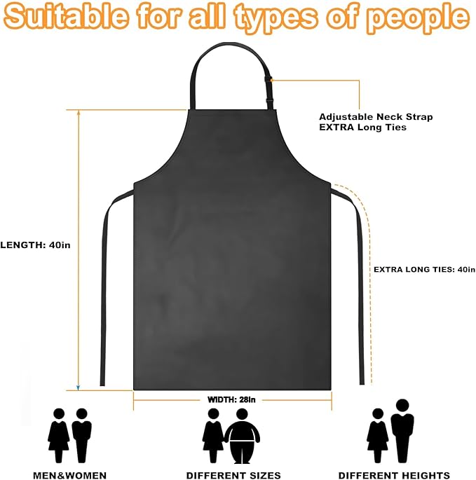 Gotega Waterproof Rubber Vinyl Apron Adjustable Dishwasher Apron - Image 2