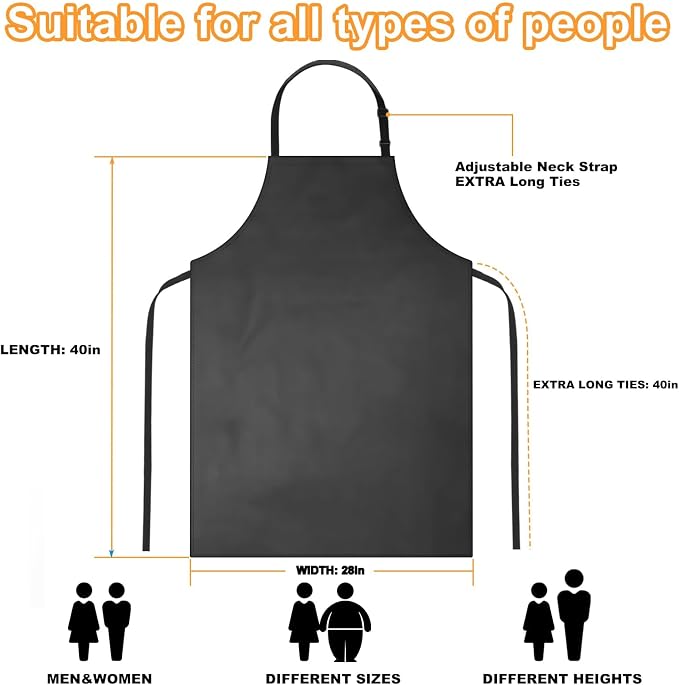 Gotega 3 Pack Waterproof Rubber Vinyl Apron Adjustable Bib Apron - Image 3