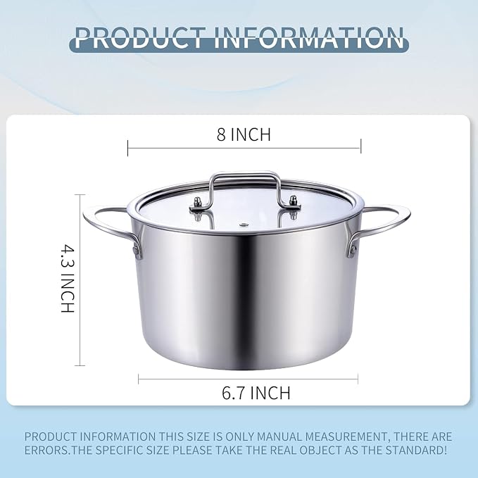 LOLYKITCH Tri-Ply 3 Quarts Stainless Steel Induction Cooking Pot, Small Stock - Image 7