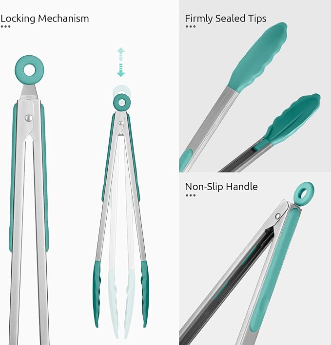 600ºF Heat Resistant Kitchen Tongs: U-Taste 12 in Large Silicone Cooking Tong - Image 6