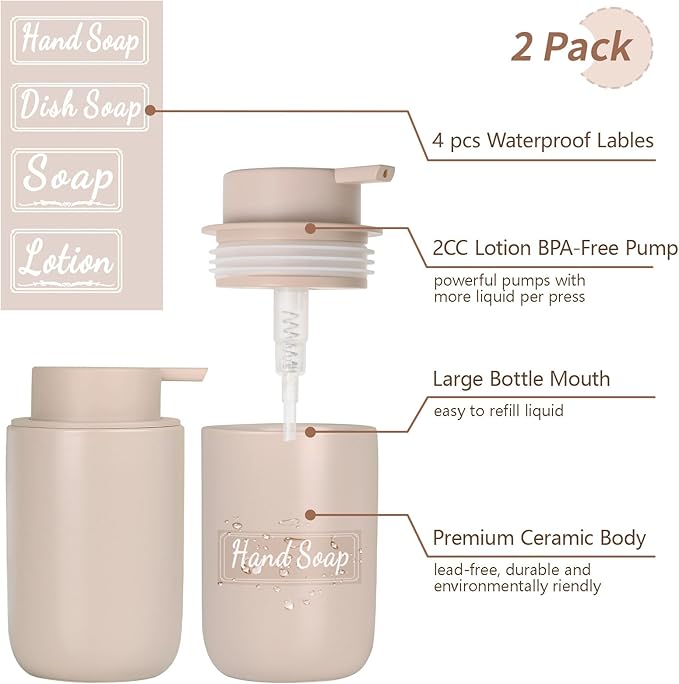 BosilunLife Khaki Soap Dispenser Set - Image 2