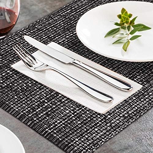Urban Villa Two Tone Placemat Cotton Tablemat 14x20 (Set of 6) Black