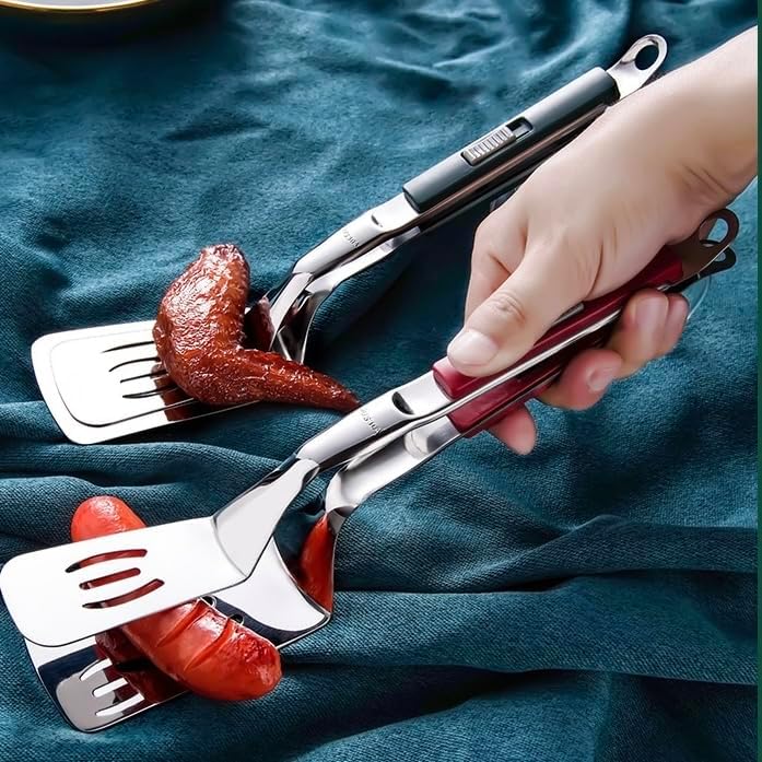 Anti-Scald Extended Handle Spatula Tongs 11.6 Inch Multifunctional
