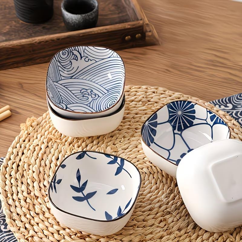 Small Ceramic Dipping Bowls, 5OZ, Blue Ocean, Set of 6