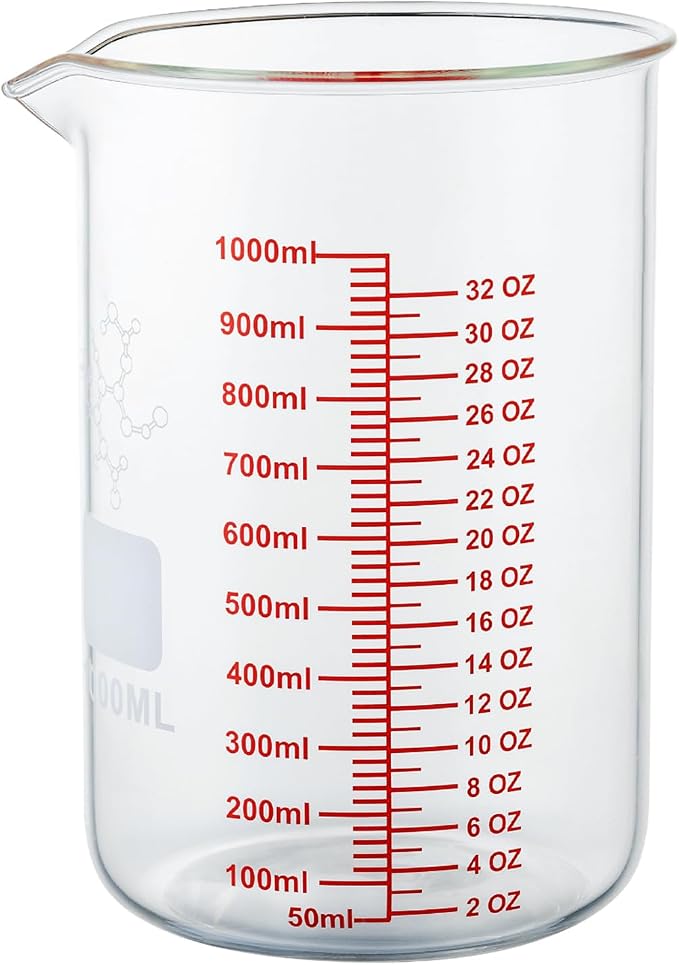 High Borosilicate Glass Measuring Cup-V-Shaped Spout, 1000ml Glass Measuring by AckersBORO33