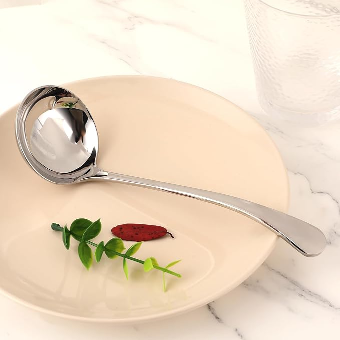 7.9 Inch Silver Small Gravy Soup Ladle Small Ladle Gravy Ladles 18/10 Stainless - Image 3
