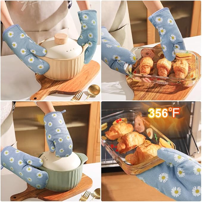 AUAUY Oven Mitts and Pot Holders, 392°F Heat Resistant Cooking Gloves and Hot - Image 2