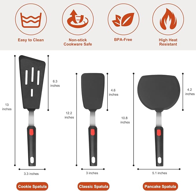 Hotec Silicone Spatula Turner for Nonstick Cookware, Cooking Spatulas 600°F - Image 2