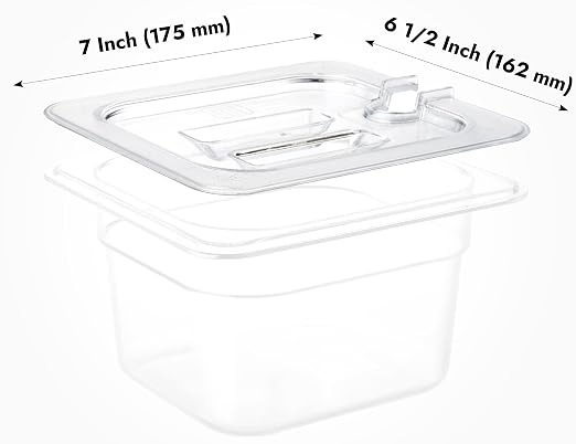 CURTA 6 Pack NSF Notched Food Pan Cover, 1/6 Size Clear Polycarbonate Lid - Image 2
