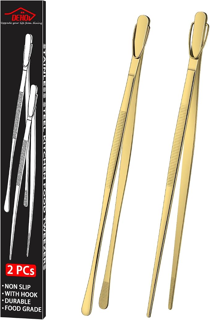 DEHOV 12 Inch Gold Stainless Steel Kitchen Tweezers by DEHOVKitchen