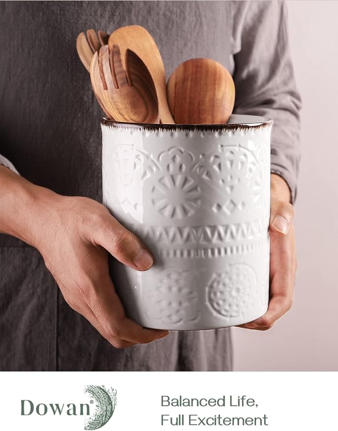 DOWAN 7.2" Kitchen Utensil Holder, Extra Large Farmhouse Utensil Holders - Image 2