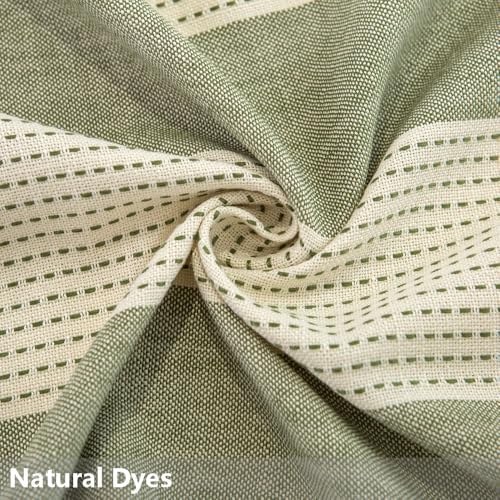 TruDelve Cotton Rectangle Tablecloth Sage Green Striped Tablecloths