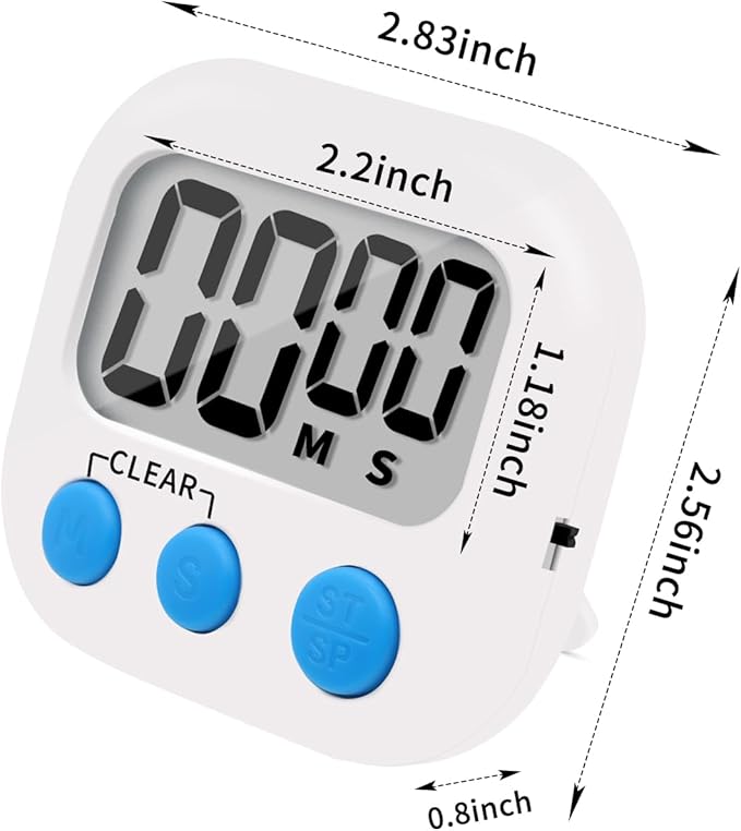 12 Pack Small Digital Kitchen Timer Magnetic Back and ON/Off Switch, Minute - Image 4