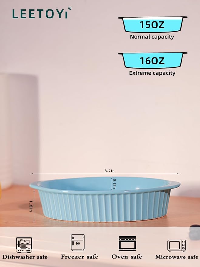 LEETOYI Porcelain Small Oval Au Gratin Pans, Baking Dish Set - Image 6
