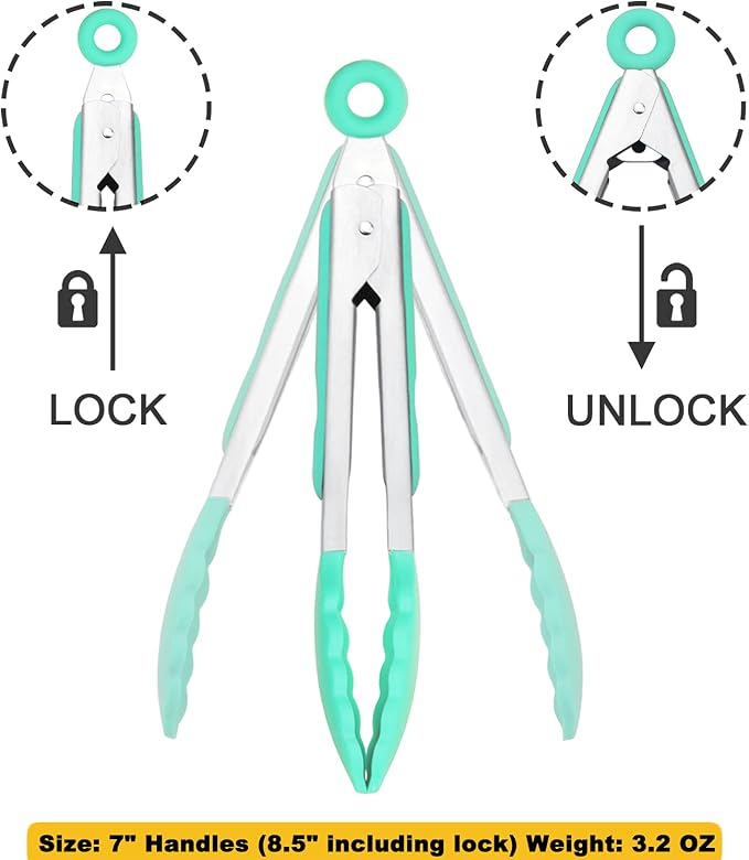 HINMAY Mini Tongs with Silicone Tips 7 Inches Silicone Cooking Tongs - Image 3