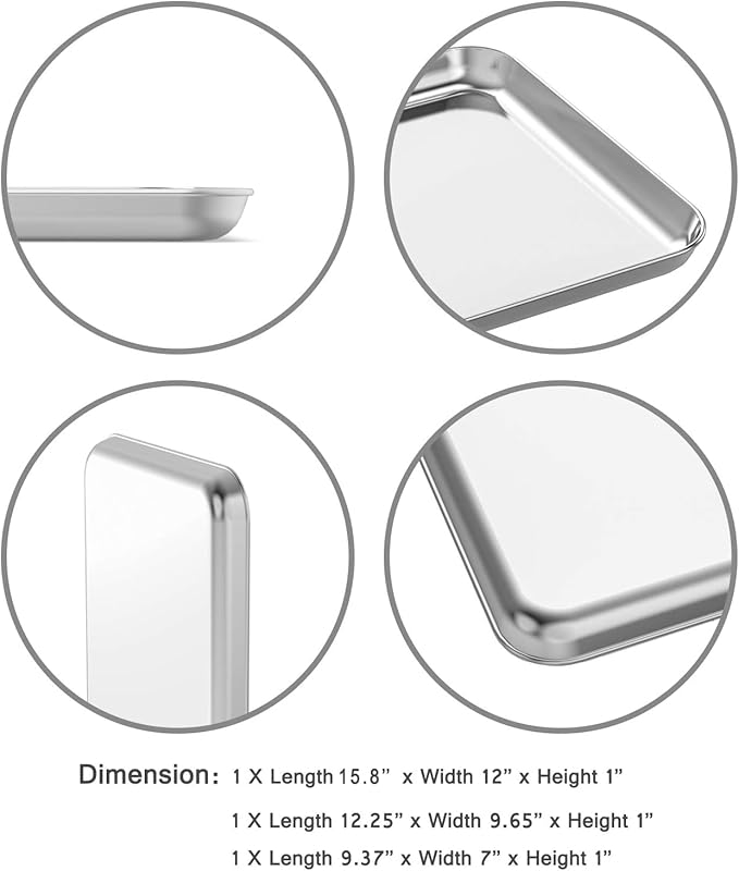 Wildone Baking Sheet Set of 3, Stainless Steel Cookie Sheet Cooking Sheet Pan - Image 2