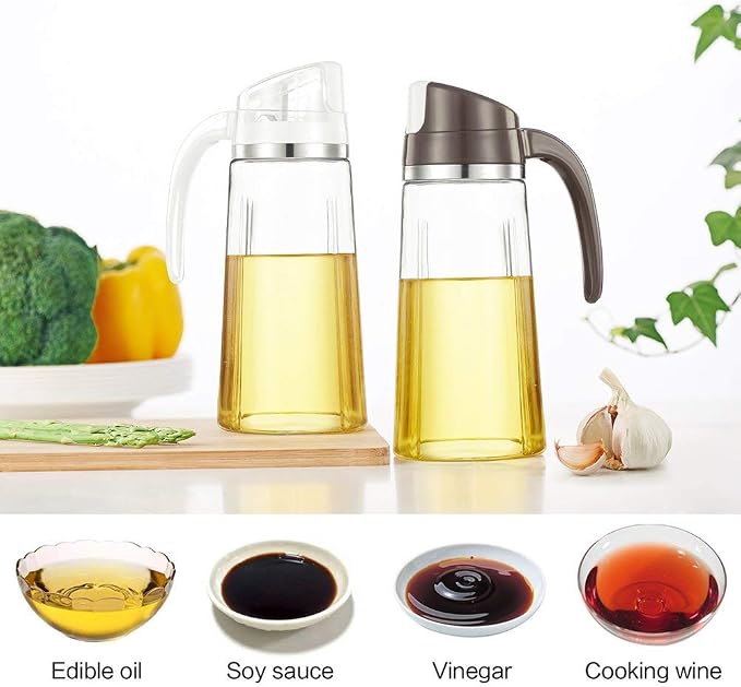 Marbrasse Oil Dispenser for Kitchen, 20 OZ /600ml Leakproof Glass Oil Bottle - Image 6