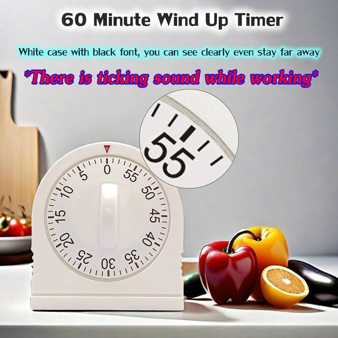60 Minute Wind Up Timer, Visual Mechanical Timer - Image 2