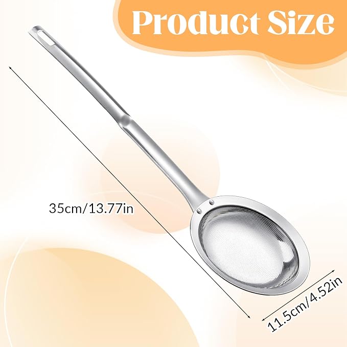 Skimmer Spoon Filter Grease Foam Fine Mesh Stainless Steel Sieve Colander - Image 2