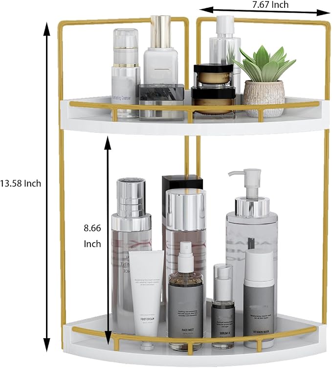 Dorhors 2-Tier Bathroom Counter Organizer, Vanity Counter Corner Shelf - Image 3