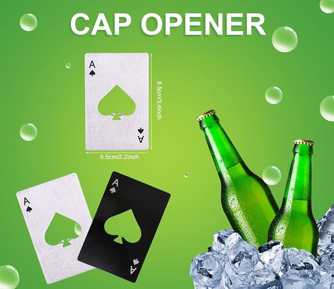 Gadgetime USA 2 piece set black and Silver Poker Card Beer Bottle Opener - Image 5