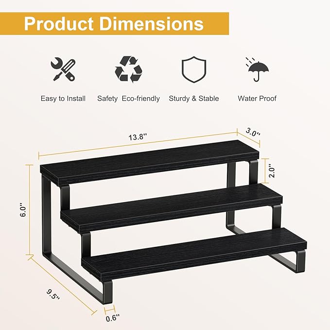 Giikin 3 Tier Spice Rack, Cabinet Organizer Shelf, Wooden Spice Rack - Image 6