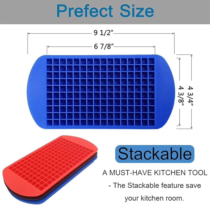 Silicone Mini Ice Cube Trays 3 Pack, 160 Crushed Ice Cube Molds Easy Release - Image 5
