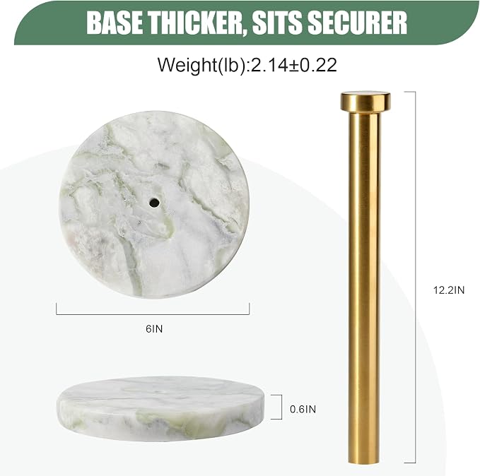 Koville Genuine Marble Paper Towel Holder Countertop, - Image 3