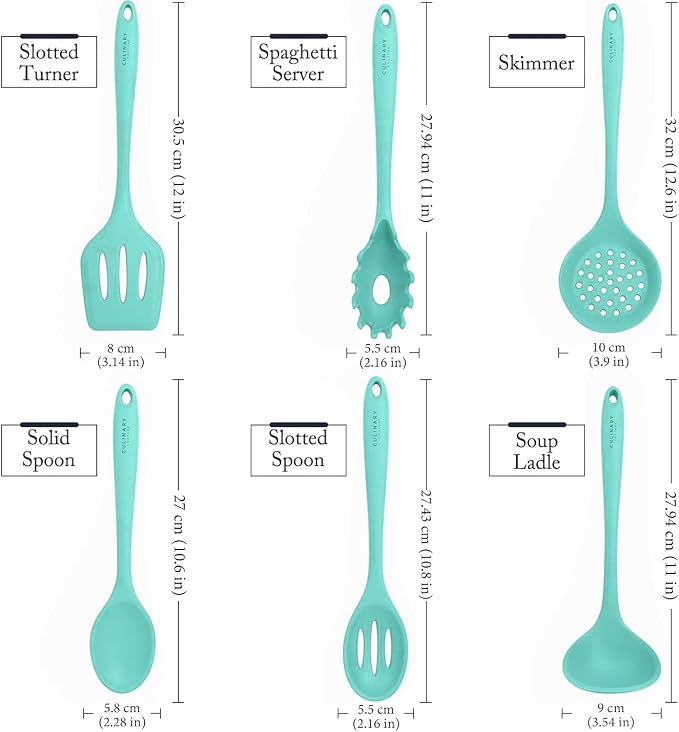 Culinary Couture Aqua Sky Silicone Cooking Utensils Set - Image 3