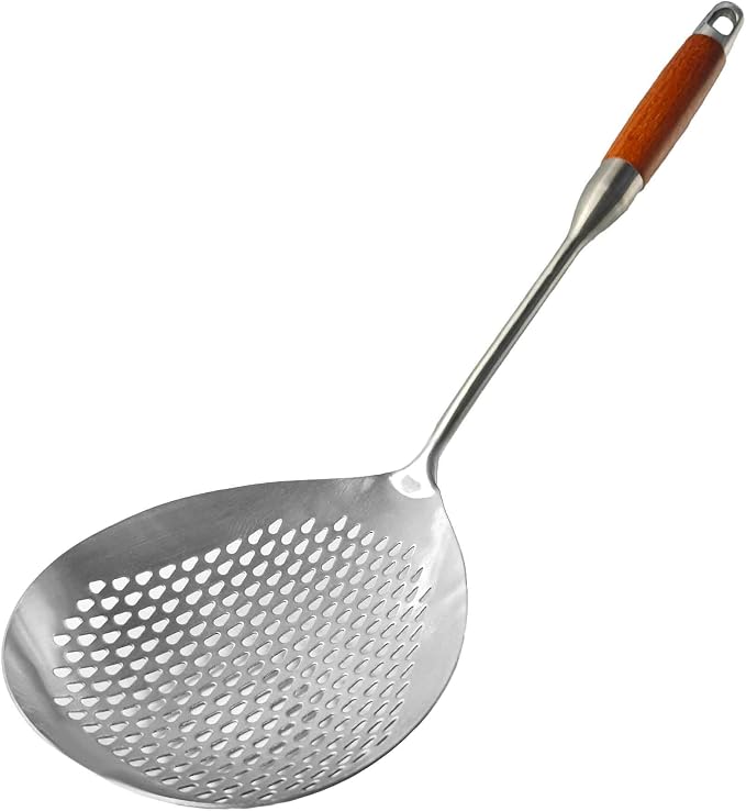 Stainless Steel Skimmer Slotted Spoon, Spider Strainer Ladle by Unknown