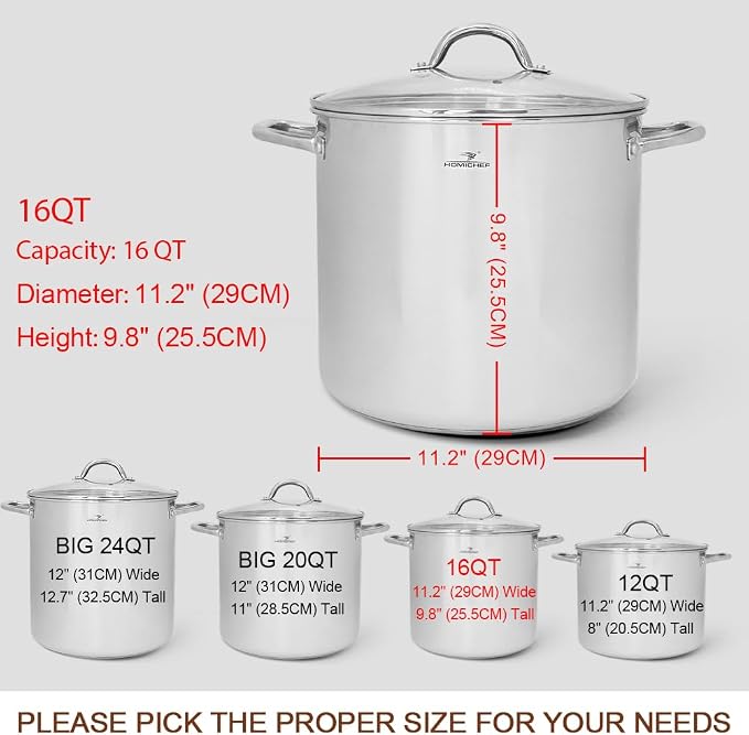 HOMICHEF 16 Quart LARGE Stock Pot - Image 4