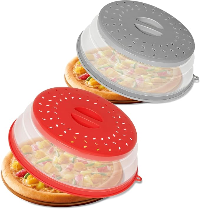 CasaCulina 2 Pack Collapsible Microwave Splatter Cover, Vented Microwave Lid by CasaCulina