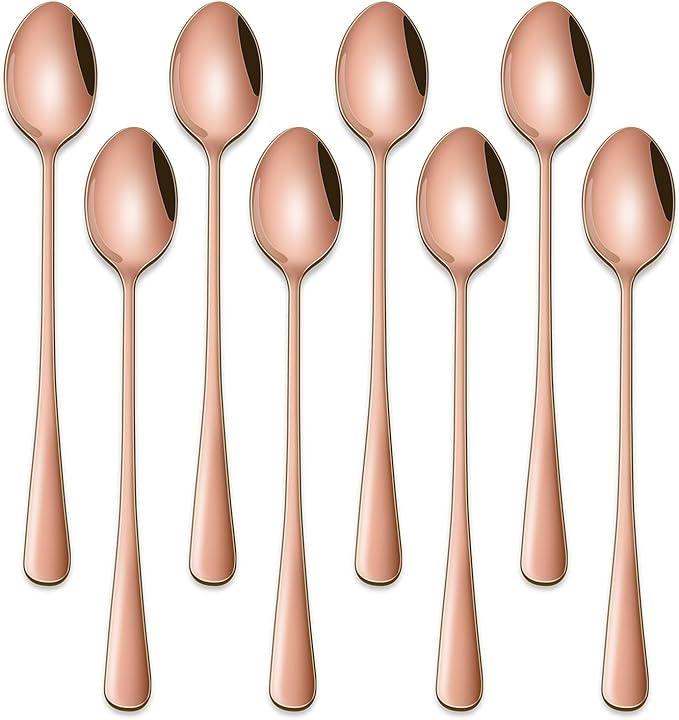 7.5 Inches Long Handle Coffee Stirring Spoons, Copper Stainless Steel Ice Cream by DEHOVKitchen