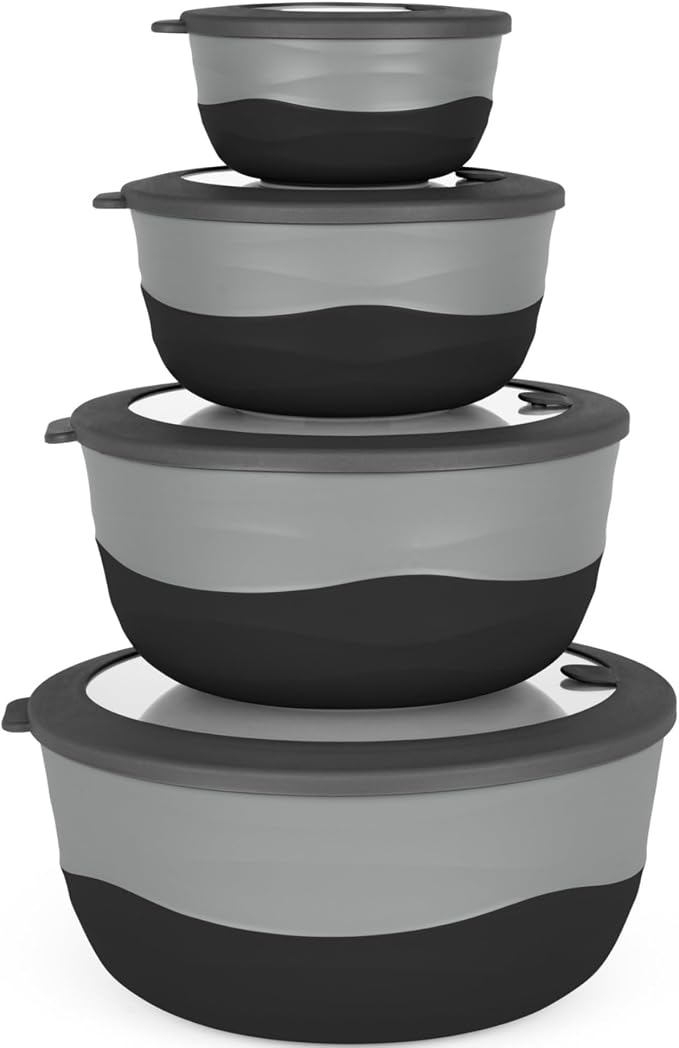 Pera Mixing Bowls with Lids Set, 8 Piece, BPA Free Nesting Kitchen Bowl Set by Unknown