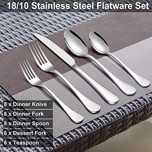 LIANYU Silverware 18/10 Stainless Steel, Flatware Cutlery Set Service for 8