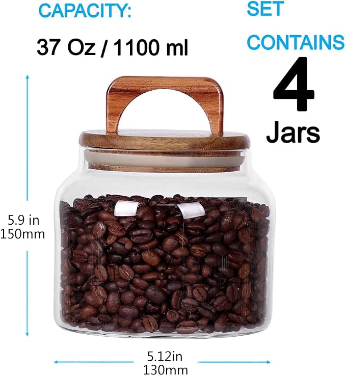 SAIOOL Glass Jars with Airtight Lid, Kitchen Canisters, Borosilicate Storage - Image 2