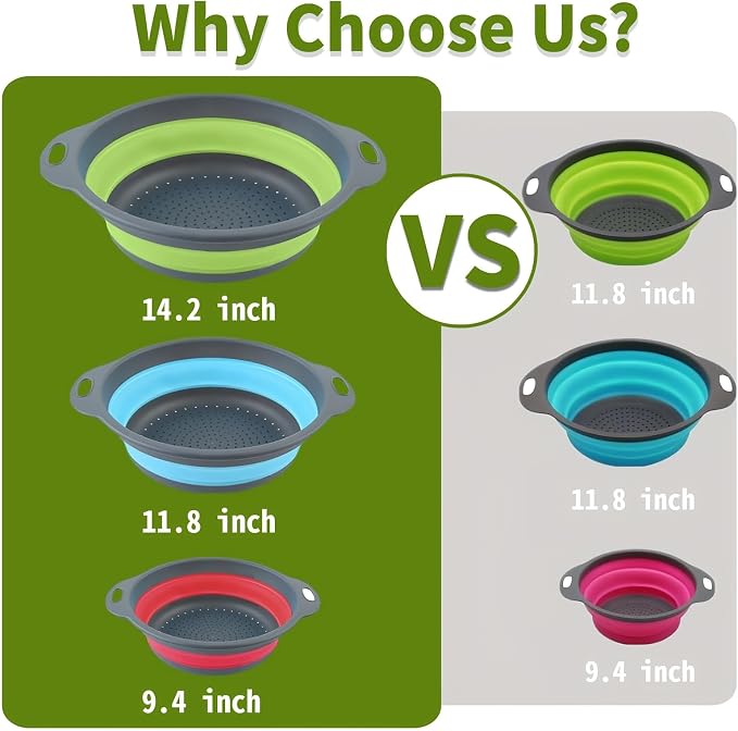 Silicone Colander Collapsible Strainers Set - Image 2