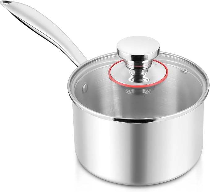 E-far 3-Quart Saucepan, Tri-Ply Stainless Steel Sauce Pan by E-far
