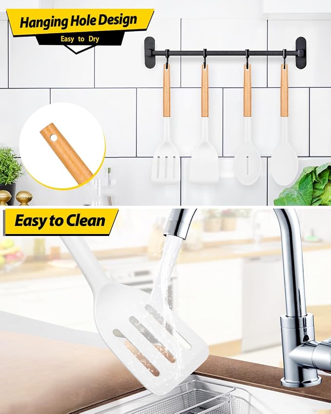 Pack of 4 Silicone Cooking Utensils Set, Non Stick Solid Spatulas and Heat - Image 6