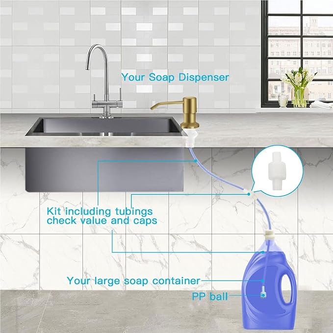 OHiHi Dish Soap Dispenser for Kitchen Sink, Countertop Sink Soap Dispenser - Image 3