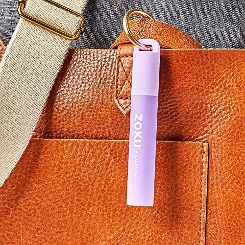 ZOKU Reusable Metal Straw with Case for Travel, Purple - Collapsible